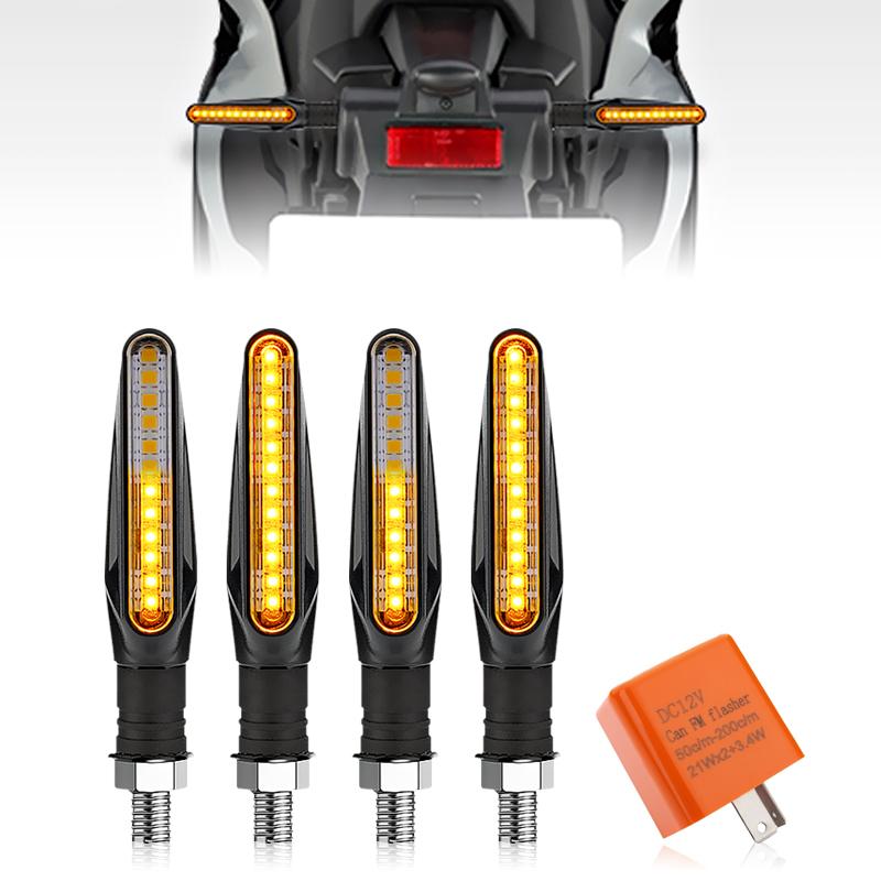 Motorcycle LED Turn Signals Light Amber Flasher Flowing Water Built Relay 12LED Turn Signal Lamp Motorcycle Flashing Lights