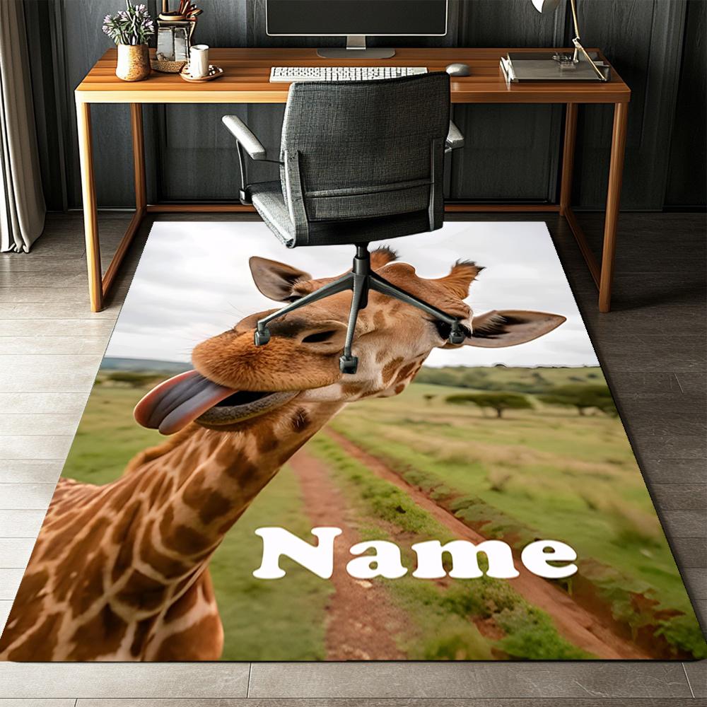 Custom Name Giraffe Printed Carpet,Rug for Office Chair Living Room Bedroom Kitchen Room Decor Gifts.