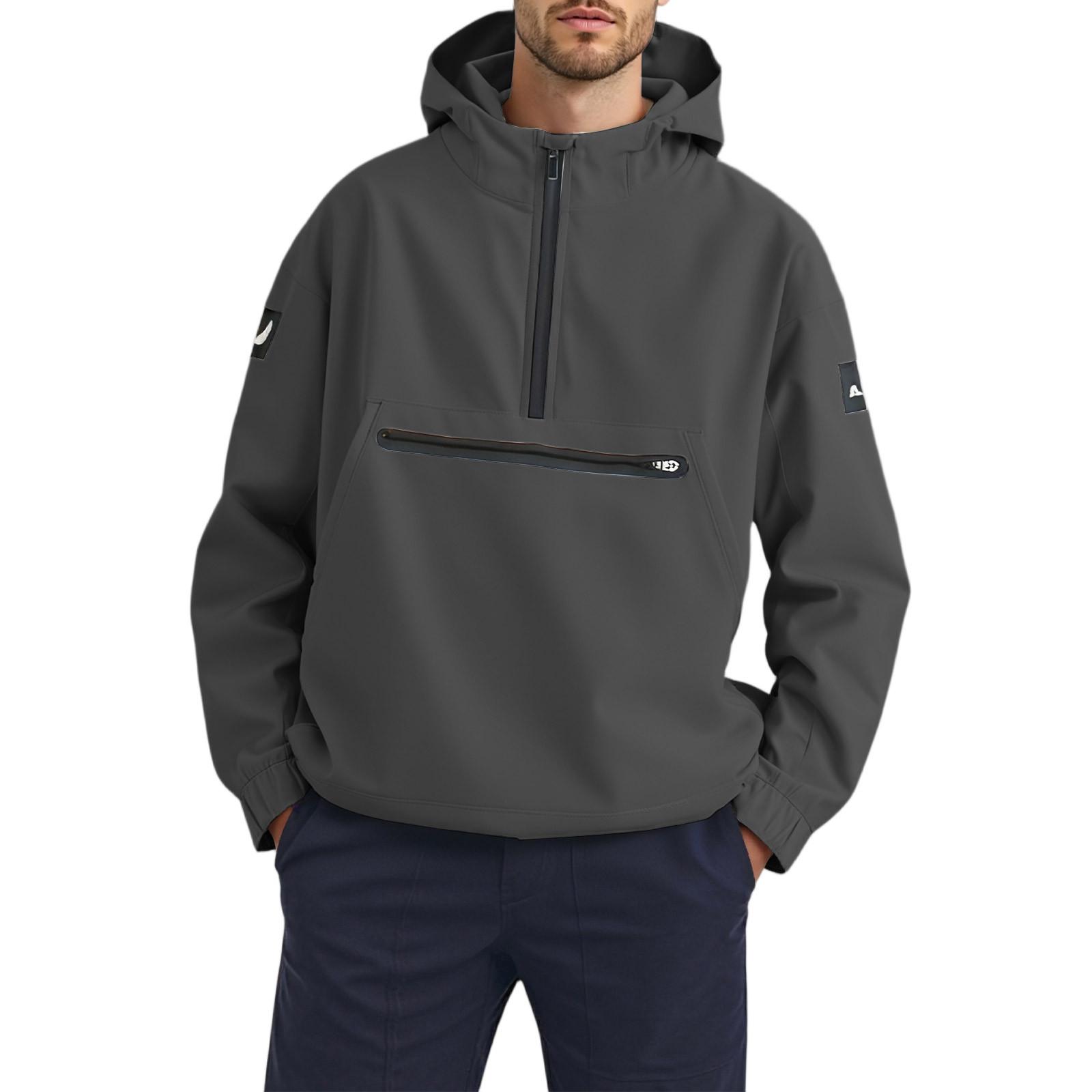 

Мужская свободная толстовка с капюшоном на молнии до середины и куртка-автомат XXXL