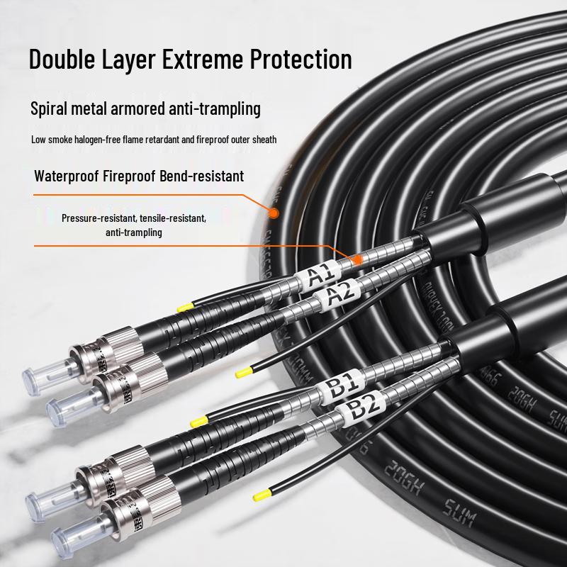 Rugged Outdoor Single-Mode Armored ST-ST Fiber Optic Cable