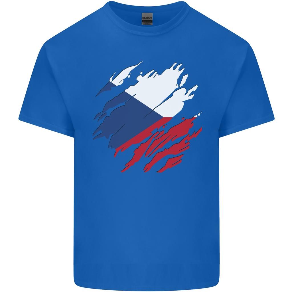 Torn Czechia Flag Czech Republic Day Football Unisexs Light Cotton TShirt