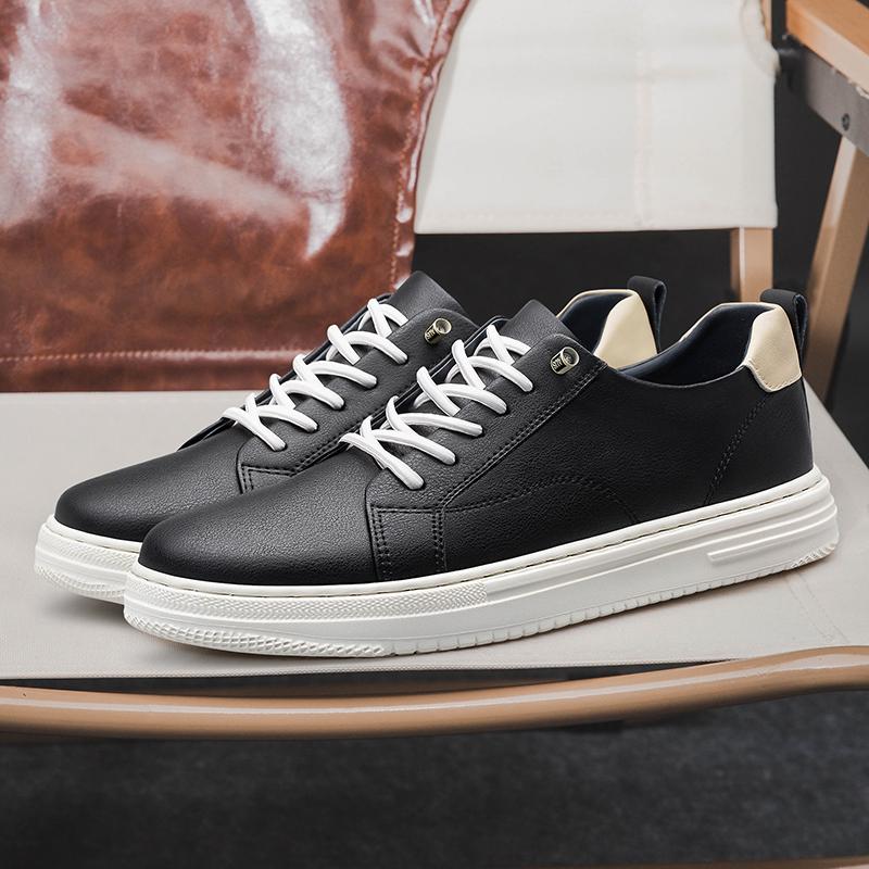 Genuine Leather Mens Casual Sneakers New Fashion Lace-up Shoes Luxury Brand Male Vulcanized Shoes Versatile Skateboard Footwear