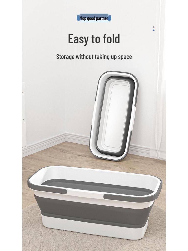 Multifunctional Silicone Folding Mop Bucket - Portable Rectangular Design