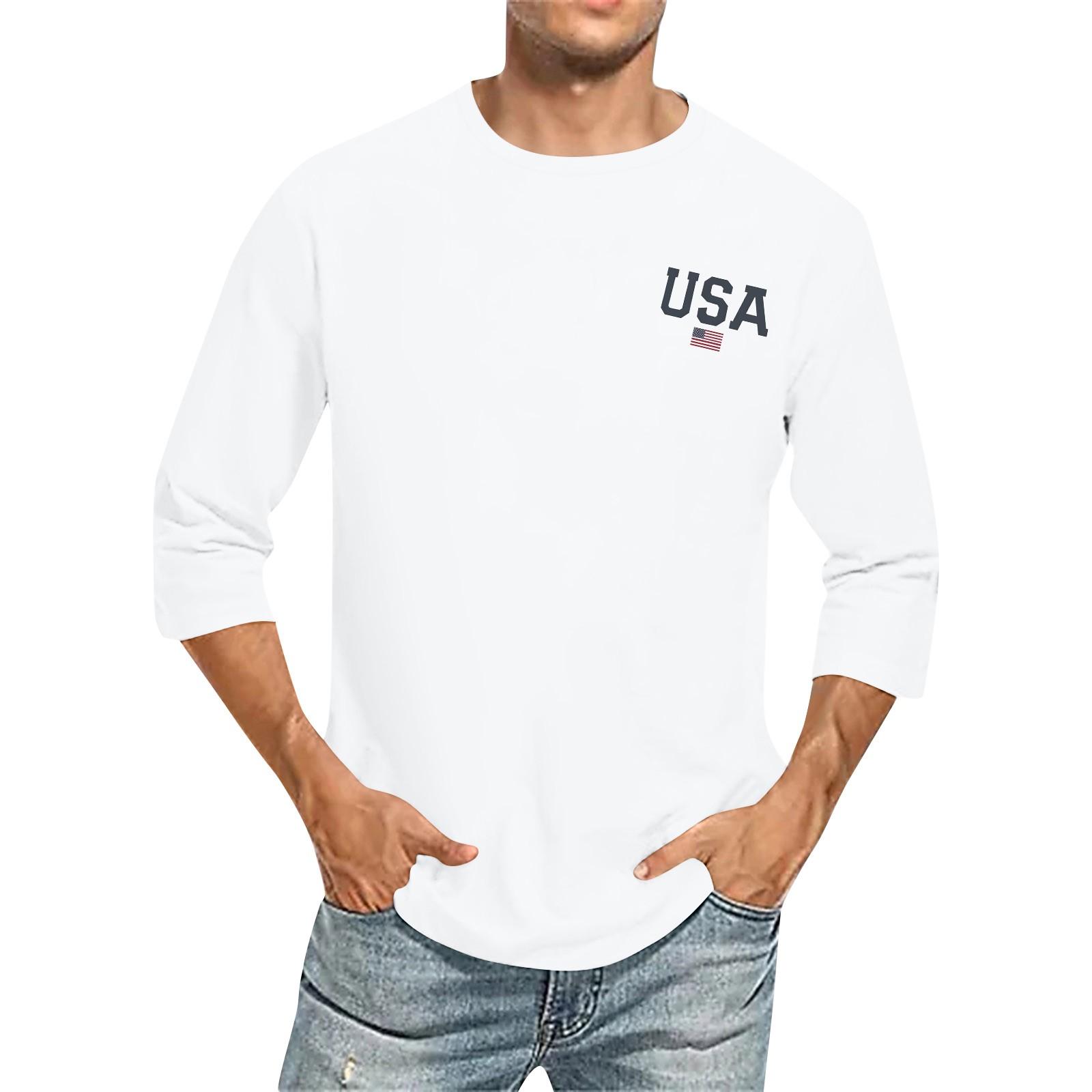 

Мужская повседневная и модная футболка с принтованным воротником и рукавами три четверти XXXL белый