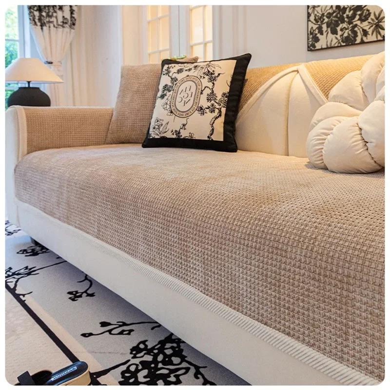 1 Stück Waffel-Plaid Sofa-Handtuch Rutschfester Chenille Sofa-Sitzüberzug Universal Couch Kissenpolster Rückenlehne Armlehnenbezug Zuhause
