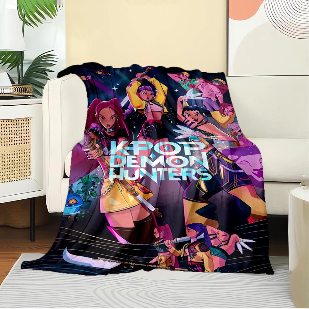 K-POP Anime Girls Group  Four Seasons Soft Warm Blanket  All-Season Thick Knit Polyester Bedspread for Bed, Camping, Travel  Perfect Gift