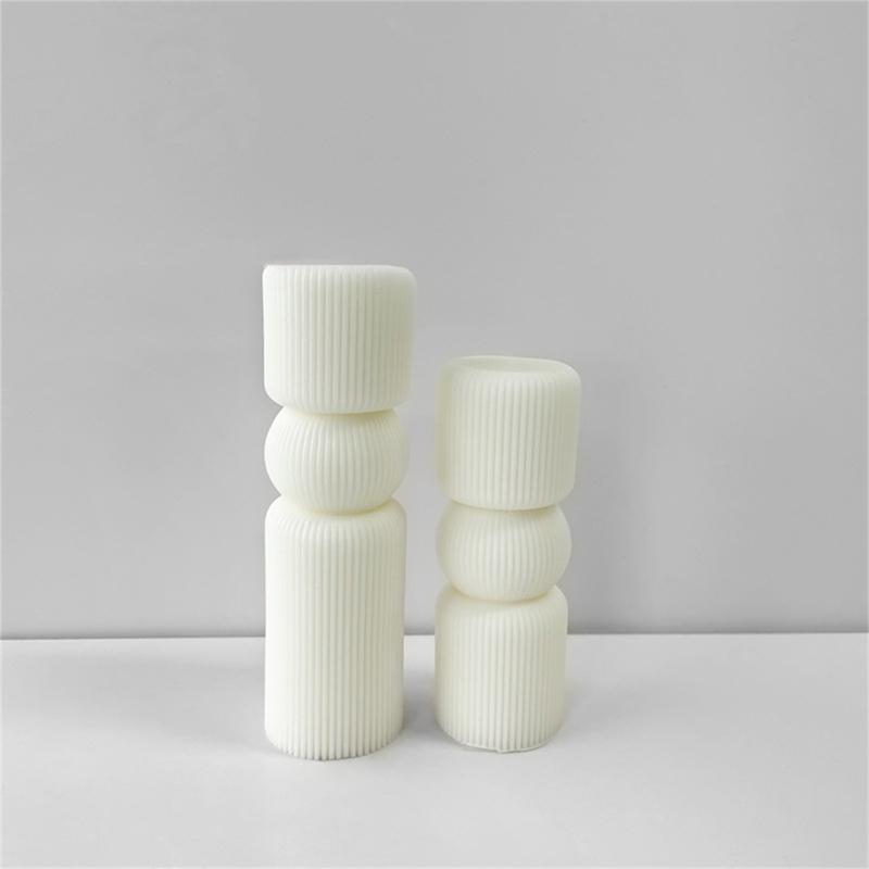 Flexible Silikonform, gestreifte, zylinderförmige Kerzenformen, duftende Aromatherapien, Herstellungsform, handgefertigte Ornamentform