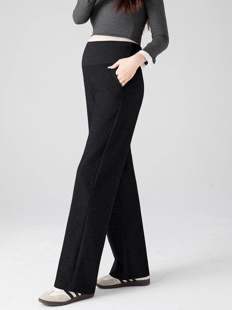 

2026 High-Waisted Wide-Leg Maternity Pants with Belly Support - Casual Slimming Drape Design XL чорний