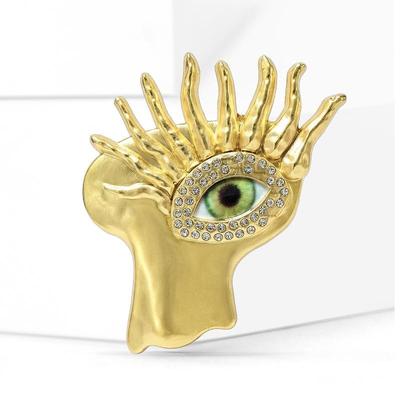 Fashion Big Eyed Metal Brooch Exaggerated Luxury Vintage Gold Eye Artistic Lapel Pin Jewelry Decoration Accessories Gifts