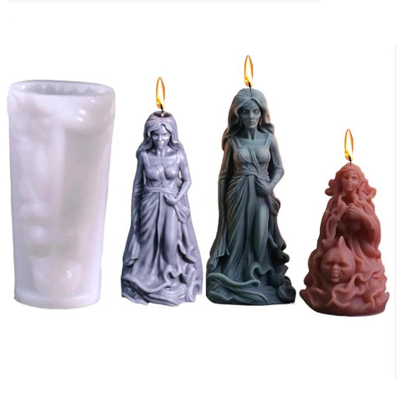 Halloween Zombie Couple Candle Silicone Mold 3D Zombie Skull Craft Resin Gypsum Cement Mold Holiday Party Gift