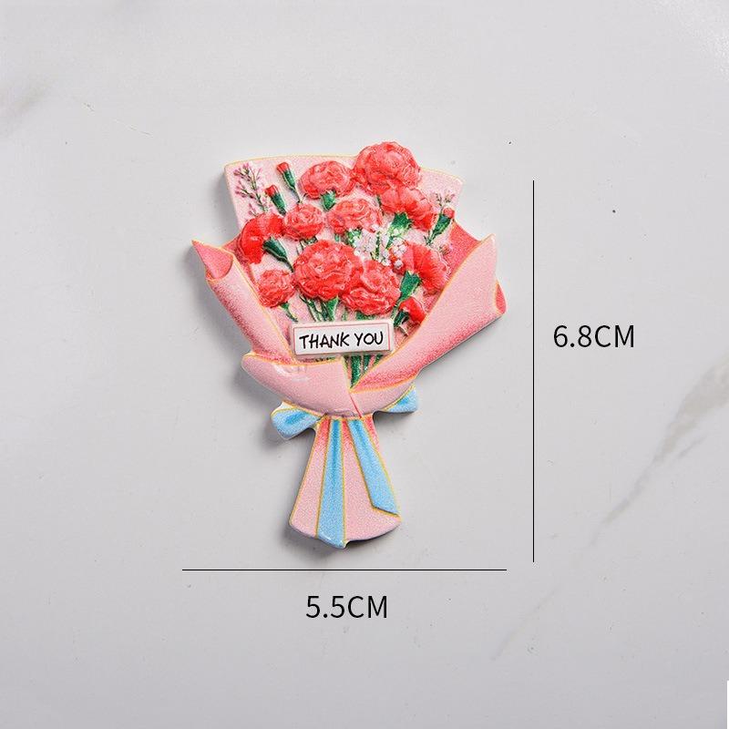

Bouquet Refrigerator Sticker, Creative Family Gift Decorative Magnetic Sticker, Resin Refrigerator Sticker.