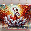 2D Spanish Flamenco Dancer Oil Painting Style Studio Background