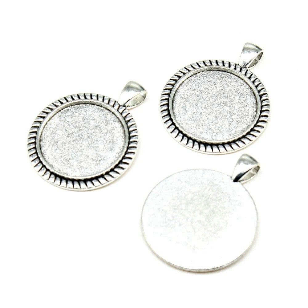 

Подходит для круглого стеклянного кабошона 25 мм, поднос для установки, античное серебро, цветные компоненты, украшение ручной работы для изготовления ювелирных изделий A14-4pcs-25mm