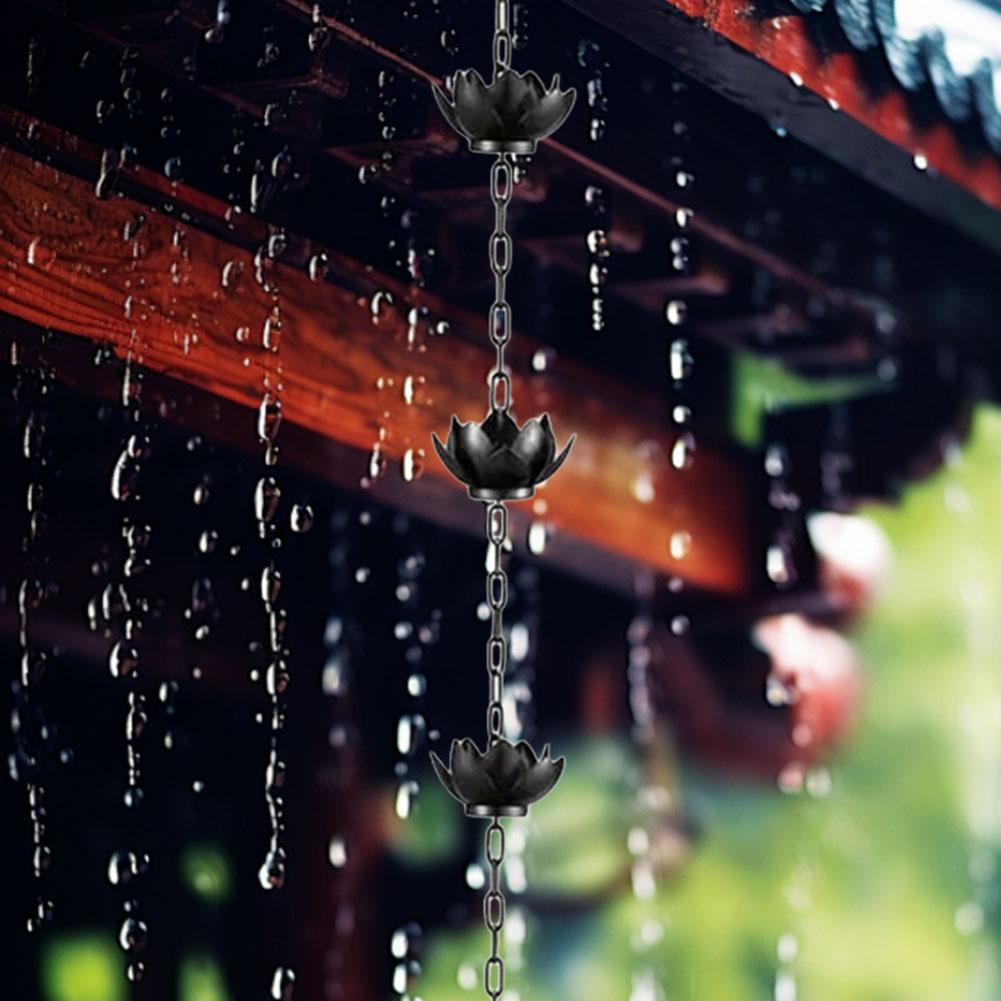 1-5PCS Lotus Rain Catcher Chain Decorative Adjustable Rain Chain Gutter Roof Rainwater Catcher Drainage Downspout Tool For Outdo