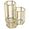 Simple Sexangle Combination Glass Pen Holder,Makeup Brush Holder Desk Organizer Storage