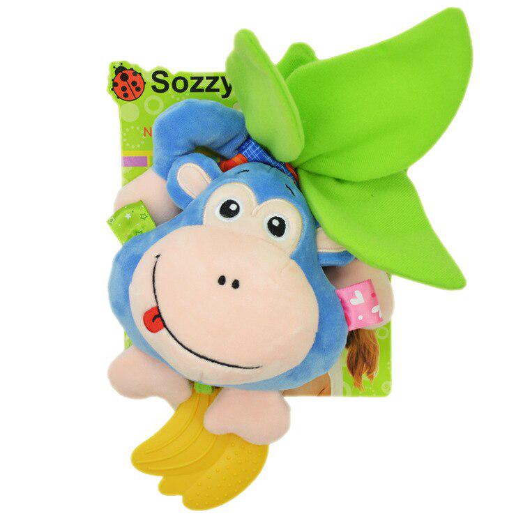 Sozzy 40cm Multi Function Baby Rattle Bell Crib Stroller Stuffed Monkey Hanging Toy Early Educationa