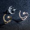 Fashion Finger Ring Silver Color Star Moon Rings For Women Wedding Party Jewelry Shine Crystal Metal Flower Opening anillo