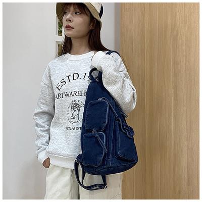 Neue Mode alter Denim Rucksack Damen Persönlichkeit Bucket Bag Umhängetasche trendiger lässiger Retro Rucksack