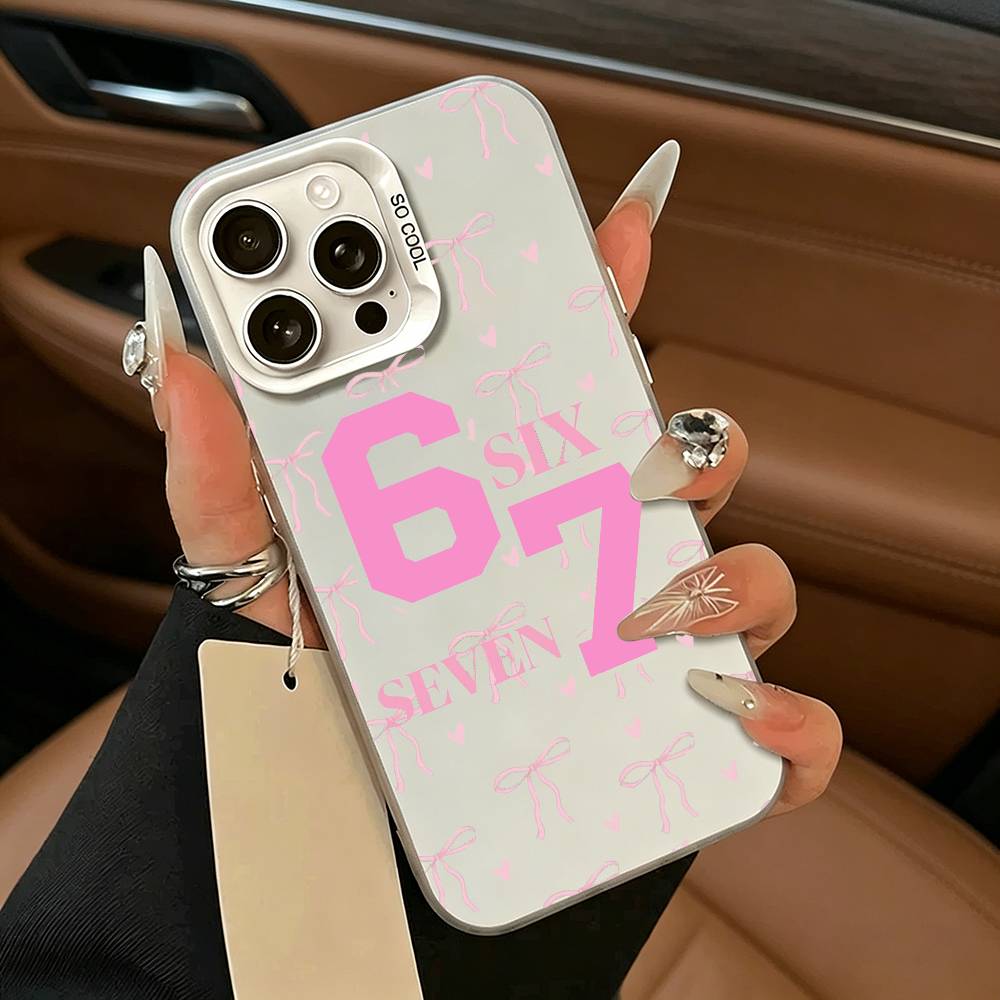 SS Fashion Six Seven 67 Phone Case For IPhone 17 Air 16 15 14 13 12 11 Pro Max White  Silver  Hard Cover