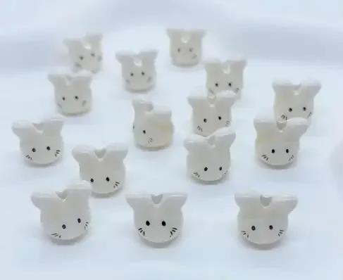 DW19 10PCS 12mm Cute Mini Cartoon Rabbit Beads Spacer Beads Charm Jewelry Making DIY Bracelet Necklace Material Accessories
