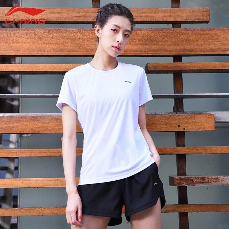 Li-Ning Comfortable Simple Casual Short Sleeve Regular T-Shirt Women Tops Black ATSS958-1