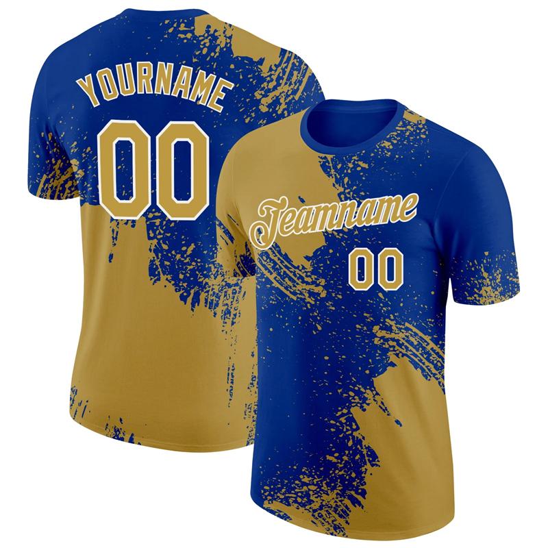 Custom Name Number 3D Colour Block Pattern T Shirt New Design Pop Men Football Short Sleeve