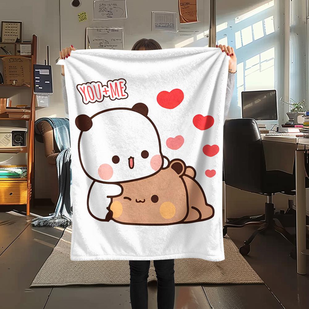 1PC Bubu Dudu Print Flannel Blanket, High quality All Seasons, Home Decor, Warmth and Comfort, Perfect for Christmas Gifts