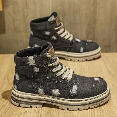 Autumn Martin Boots High-top Retro Old Ripped Boots Inner-top Canvas Shoes