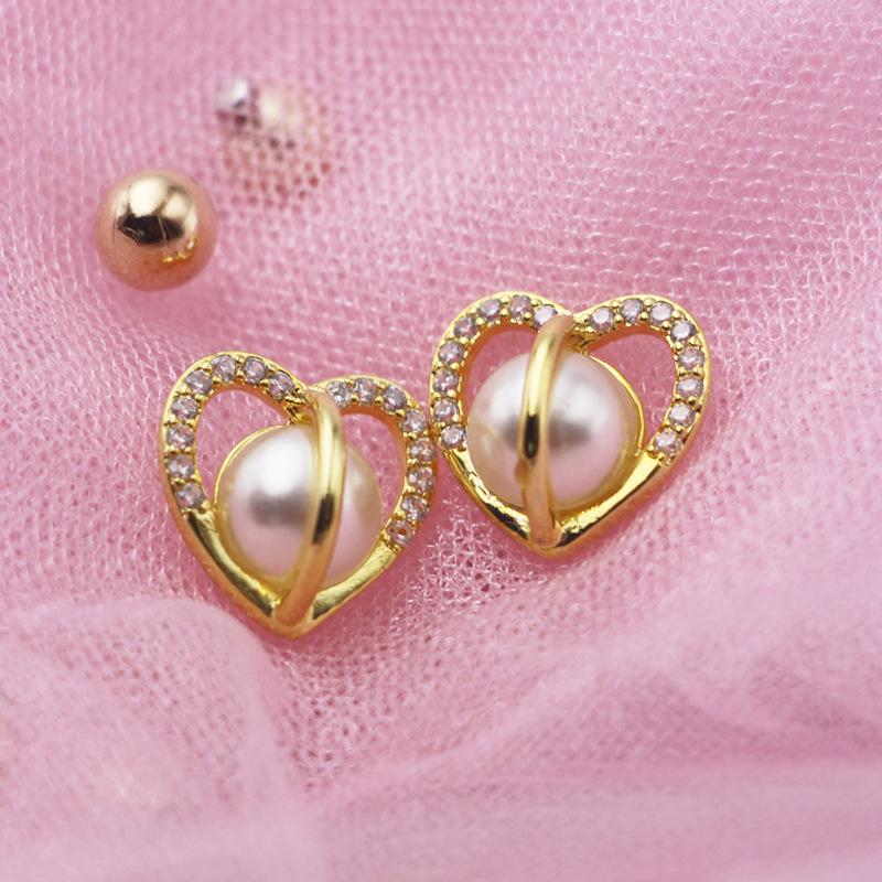 

Korean Version Of Fashion Temperament Net New Flush Love Half Pearl Earrings Women S Premium Durable Quality Useful