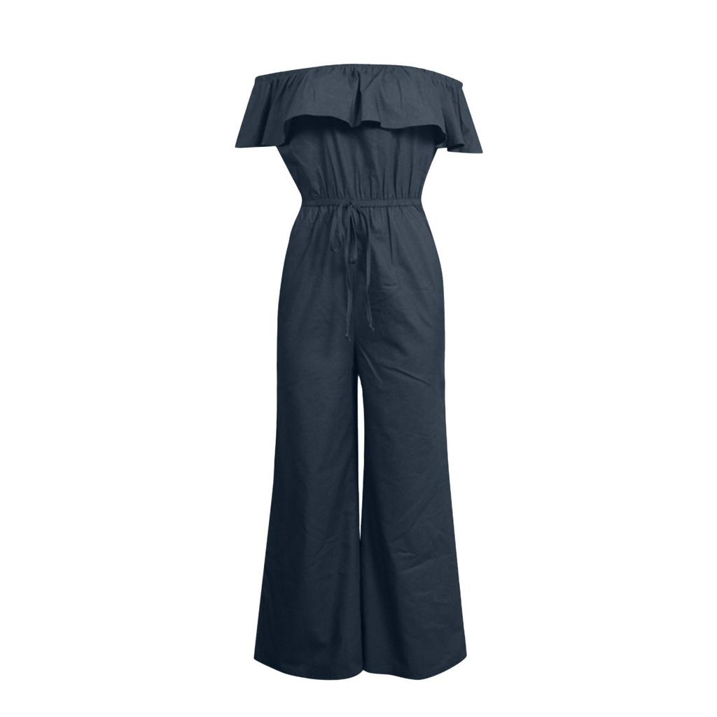 Eine Schulter ärmelloser Overall für Frauen Mode Denim Beine Hosen Strampler Eleganter Overall mit hoher Taille