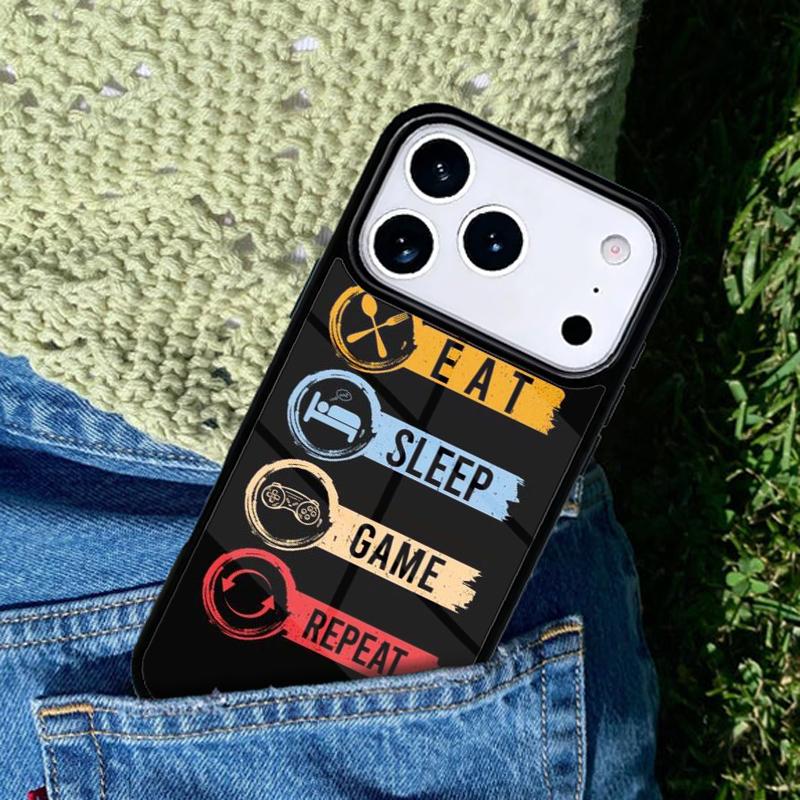 Eat Sleep Game Repeat Gamer Phone Case Cover Compatible with for IPhone 17air 16e 15 14 13 12 11Pro Max 17 Air