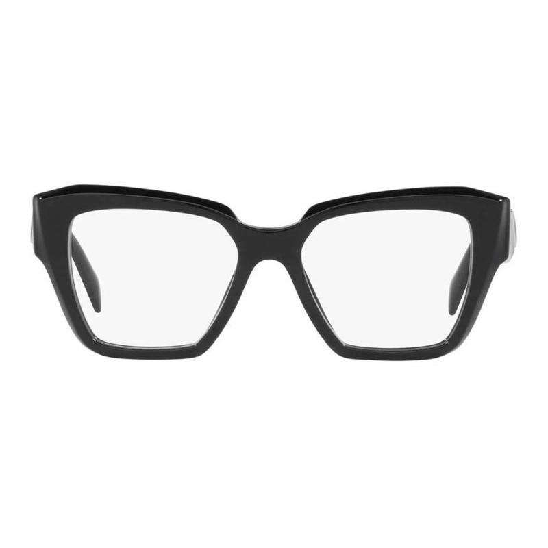 Prada Optical Glasses [Available Prescriptions] Logo Engraved Temples, Irregular-shaped Frames Black 54 Basic Packaging-glasses Case + Packaging Box