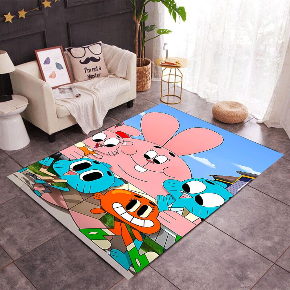The Smurfs: Blue World Themed Anti-Slip Rugs - Polyester Home Decor, Suitable for Bedrooms, Living Rooms, Doorways, Studios, and Decorations