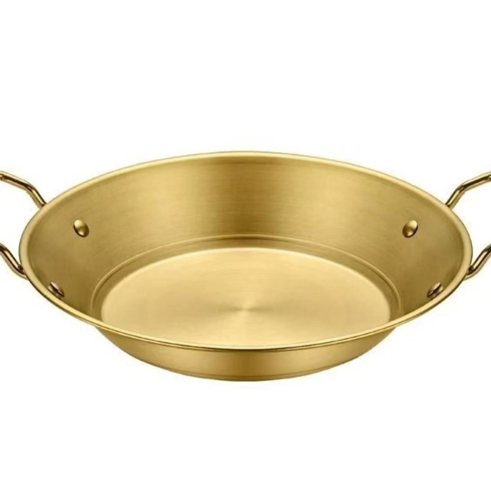 Double Handles Paella Pan 22cm Seafood Rice Pot Metal Serving Plate Dish Kitchen Use