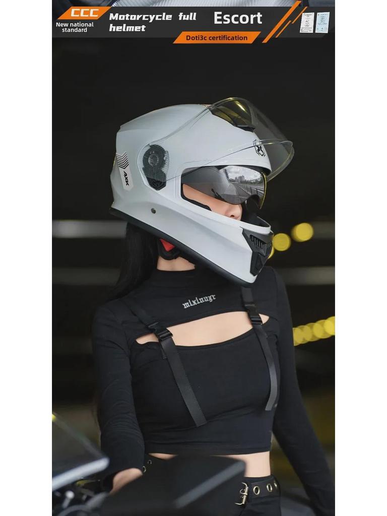 3C/DOT Certified Men's and Women's Winter Motorcycle Helmet, Four-Season Full Helmet