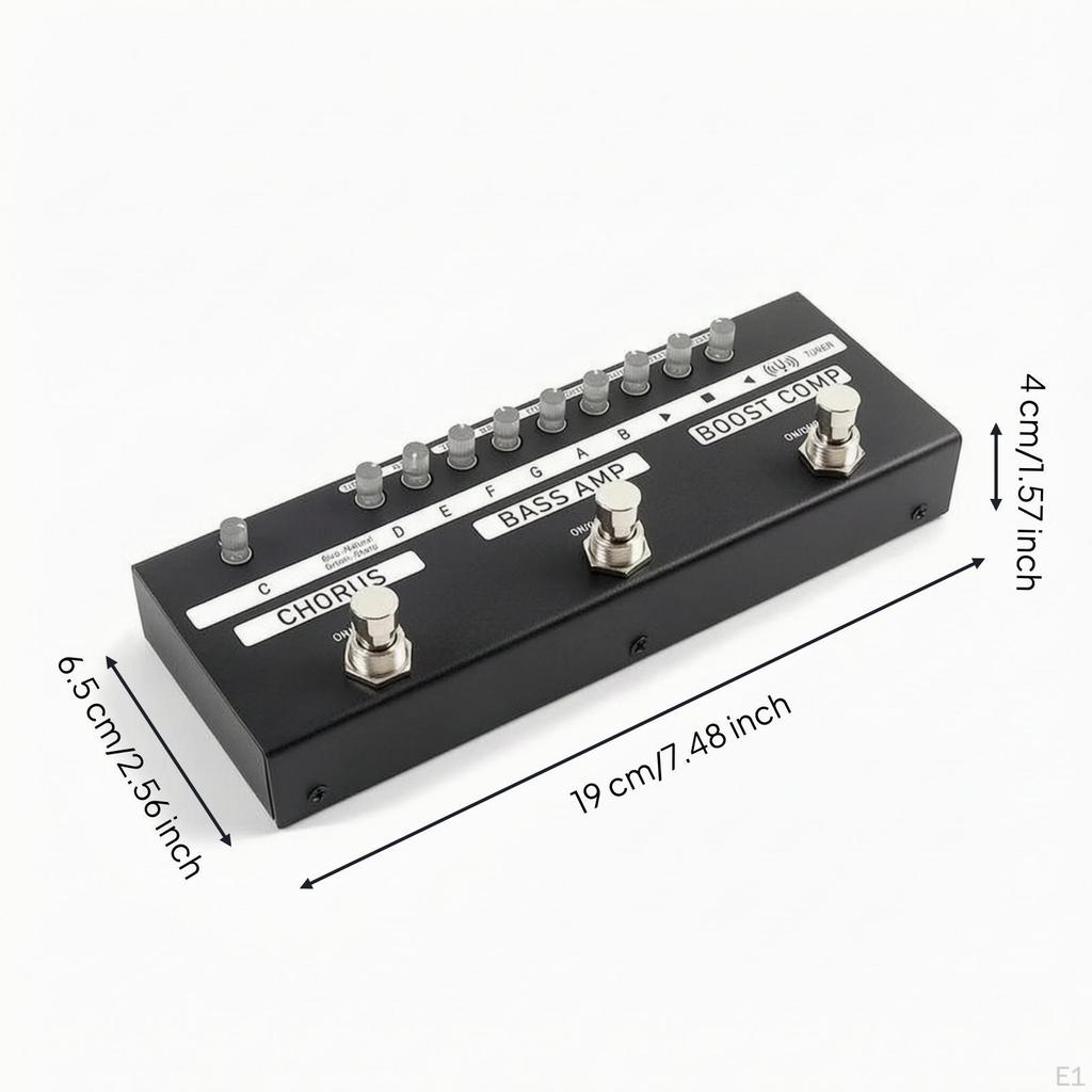 Bass MultiEffects Pedal StompboxStyle Effects with Footswitches Metal for Bassists,