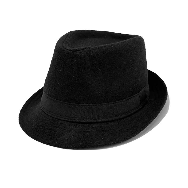 

New Fashion Casual Topper for Men British Fashion Black Jazz Hat Wool Versatile Middle-aged Elderly Hat Elegent Trend Fedoras чорний