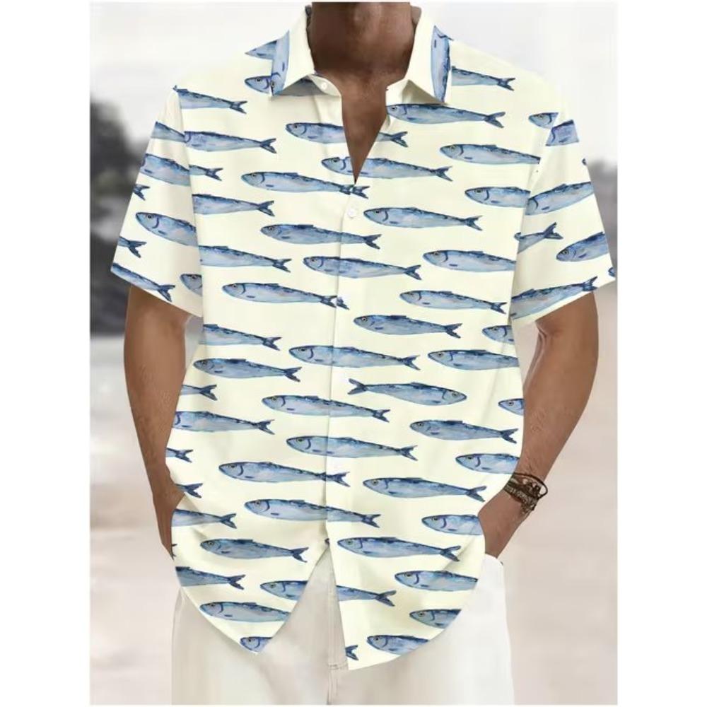 Men's Retro Fashion Pattern 3D Print Shirt Button Up Shirt Casual Shirt Summer Shirt Short Sleeve Daily Vacation Clothing