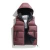 Autumn and winter new PU leather vest men's hooded vest down cotton jacket vest fashion thermal vest tide