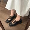 Fashion Spring New Coarse Heel Shoes Women's Fashion Square Head Shallow Mouth Cross Thin Belt Anti-slip Wear-resistant High Heels