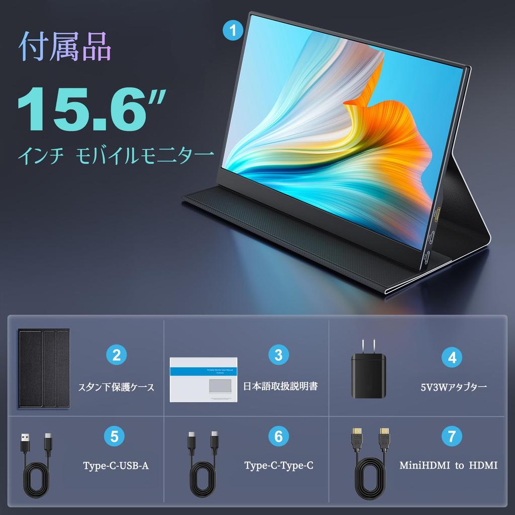 COOLHOOD Mobile Monitor Inch Mobile Display 1920x1080FHD Gaming Monitor Switch Monitor High Brightness 400Nits Wide Color Gamut IPS Panel HDR Mode