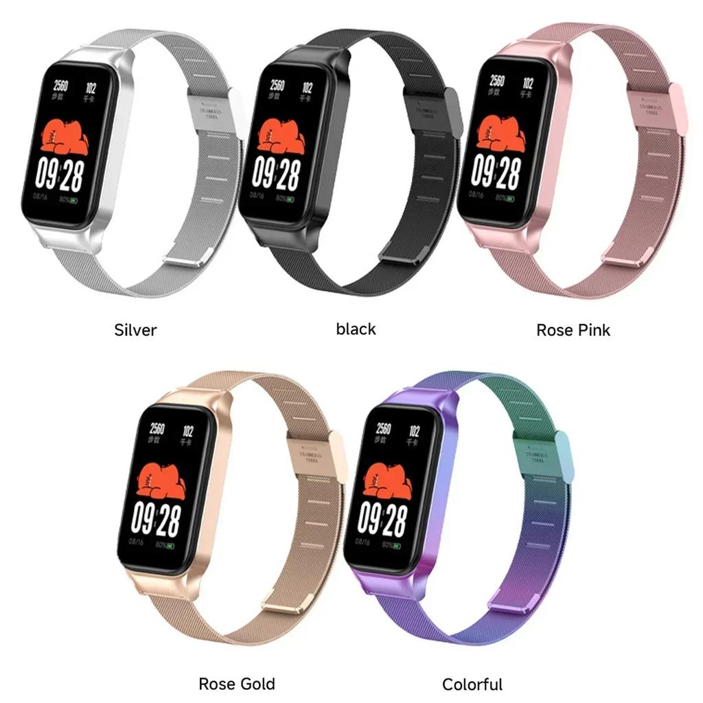 Stainless Steel Strap For Xiaomi Smart Band 8 Active Smart Watch Band Accessories Metal Bracelet Mi Band 8 Active Protector Case