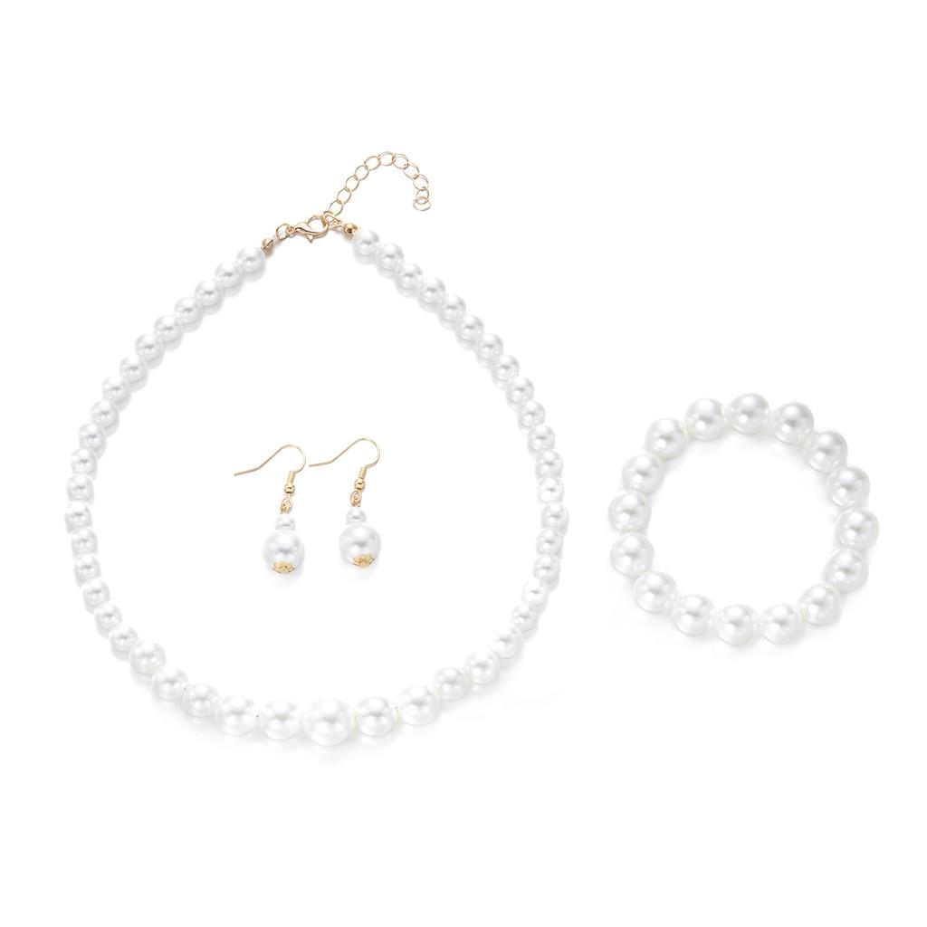 Vintage Elegant Pearl Jewelry Set With Geometric Design For Summer Gift Idea