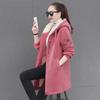 Lambskin Women's Casual Loose Korean-Style Mid-Length Thickened Velvet Sweater Coat, 2022 Winter Edition