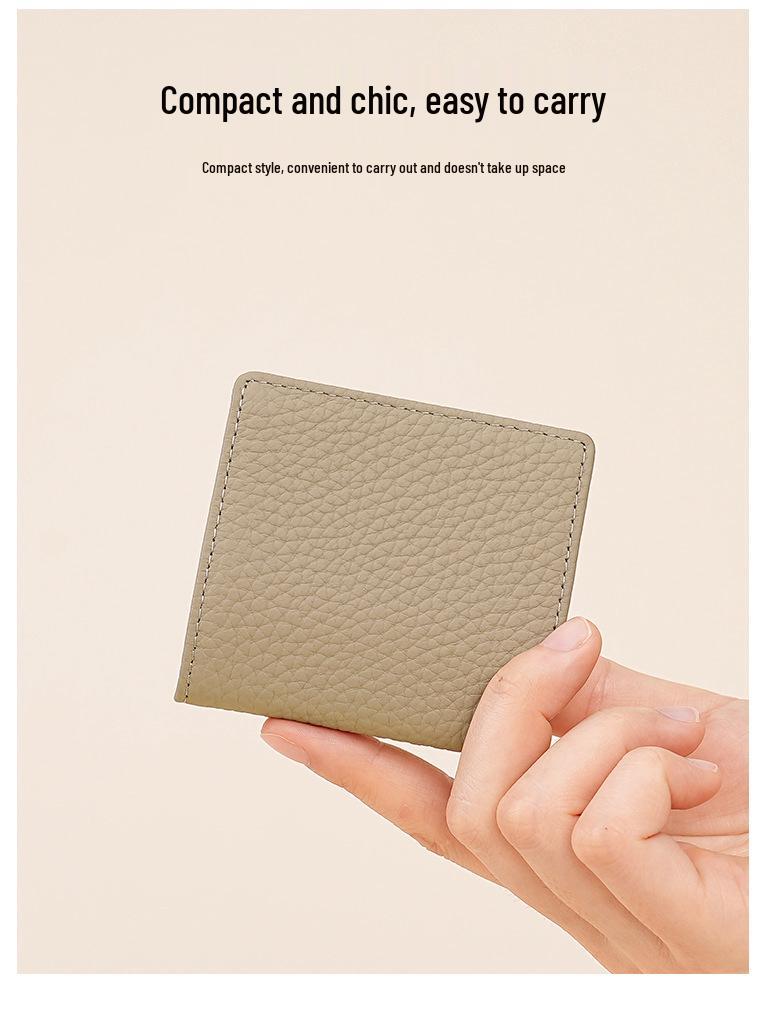 Women's Mini Coin Purse: Japanese Style Genuine Cowhide Leather with Lychee Pattern.