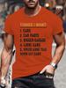 T-Shirt Man Things I Want Cars More Cars, Car Guy, Mechanic Print Summer T-Shirt Men's Round Neck Sports Breathable Short Sleeve