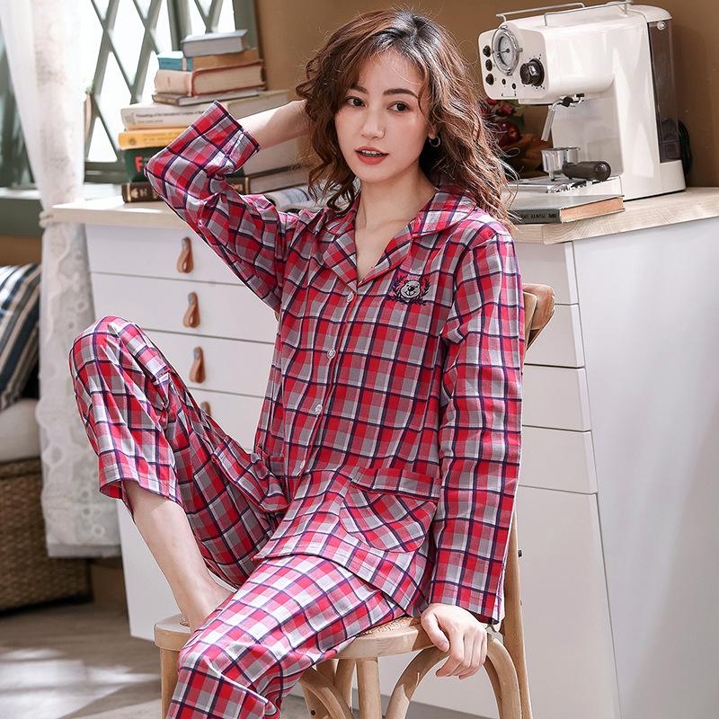 Comfortable Cotton Long Sleeve Couple Pajamas Set for All Seasons