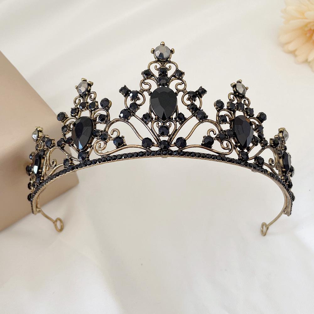 Black Bridal Female Crown Jewelry Rhinestone Color Crown Headband Hair Accessories Bridal Wedding Tiara Hair Accessories