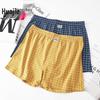 Huajielong Men's Plaid Cotton Boxer Briefs - Loose, Thin & Breathable