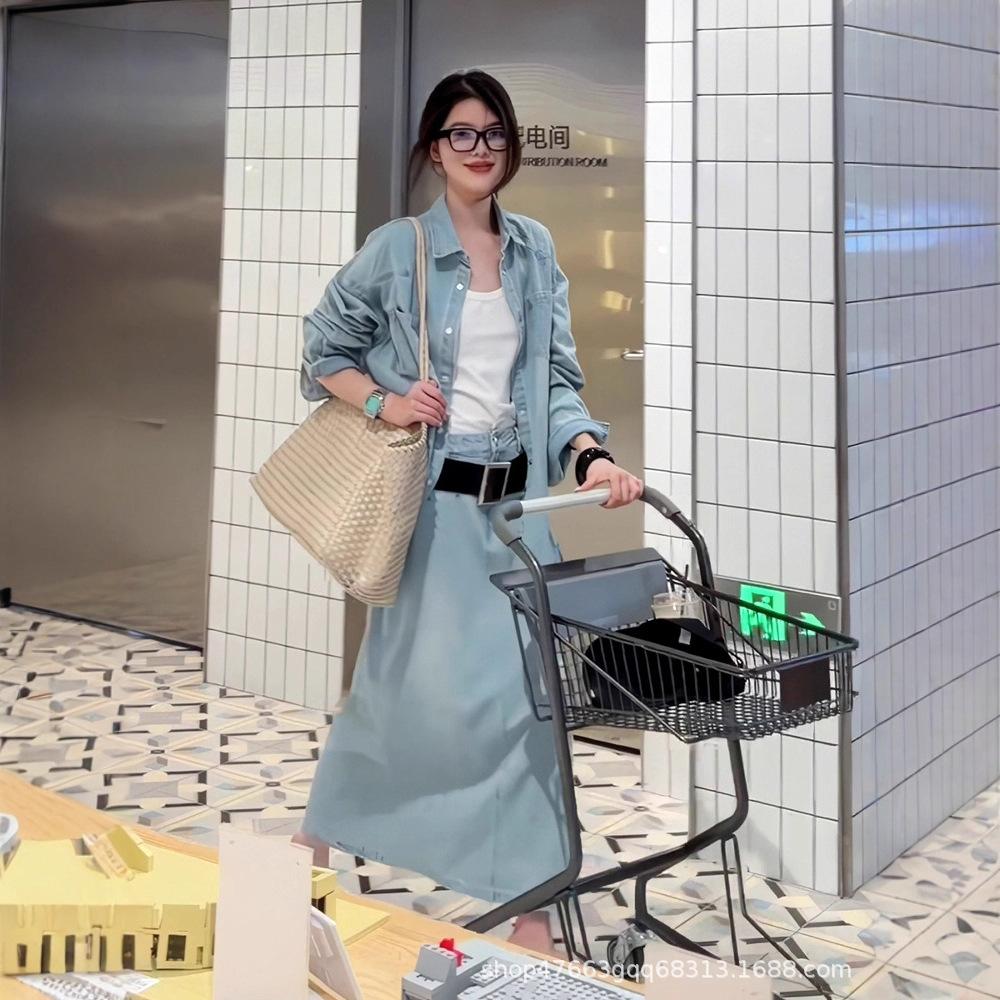 Wear a complete set of shirts in early spring, skirt women 1116 new lazy and relaxed casual skirt two-piece set